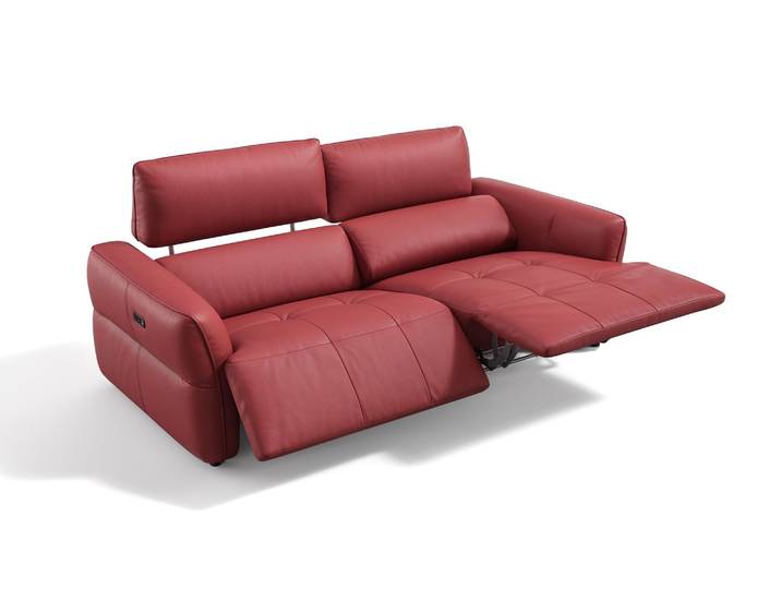 Leder Sofa VERANO 3-Sitzer Elektrische Kopflehnen Couchgarnitur Ledercouch Designcouch