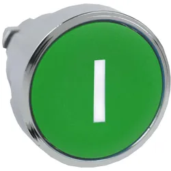 Schneider Electric ZB4BA331 Drucktaster, Frontelement, Harmony XB4, Metall, 22mm, grün, beschriftet I, tastend