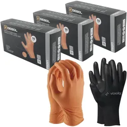 Vasalat, Schutzhandschuhe, Einweghandschuhe Nitril Grip EN 374-1 orange Gr.XXL 150 Stück (XXL)