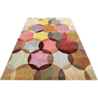 Teppich ESPRIT "Modernina ESP-3378" Gr. 31, bunt (bunt, rot), B:133cm H:13mm L:200cm, Kunstfaser, Teppiche, Teppich, weicher Kurzflor in modernem Design, Wohnzimmer, Schlafzimmer, bunt