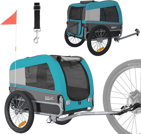 Hundewagen für Fahrräder - Fahrradanhänger für Hunde - Sicheres Fahren mit Hund - Verstärkter Boden - Max. 30 kg - Blau