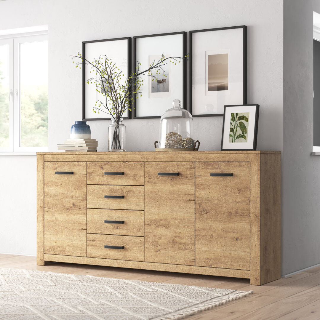 Fernleaf Jess 206 cm W Chest of 4 Drawers Stabilised Oak 95.7cm H X 206cm W X 42.2cm D
