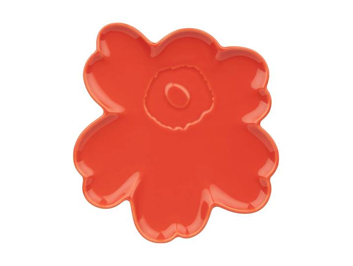 Marimekko Assiette Unikko shape 20 cm Orange red