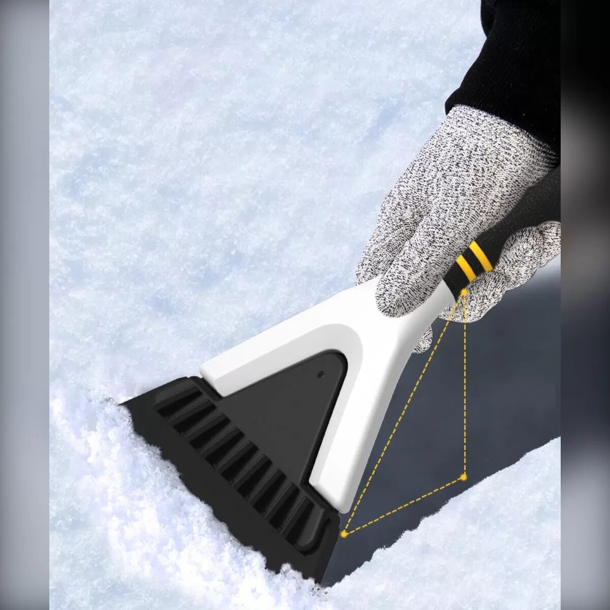 INF Autoschneeschaber mit EVA-Anti-Rutsch-Griff, großer Klinge und ergonomischem Design für effiziente Entfernung von Schnee, Weiß