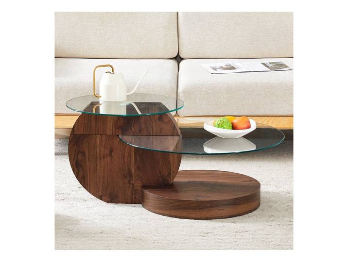 i@home Glastisch Italienischer zweischichtiger Couchtisch (1 Tisch), hochwertiges MDF-Material, eine Vielzahl von Farbenauswahlen