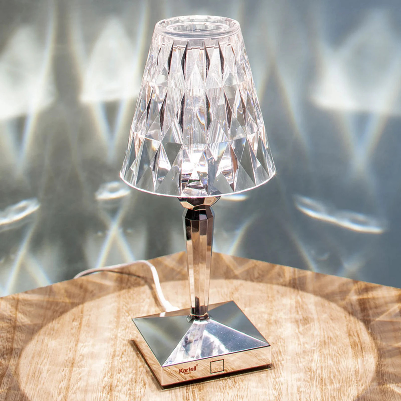 Kartell Draagbare LED Tafellamp met Oplaadbare Accu - Chroom en Transparant - IP54 Designlamp
