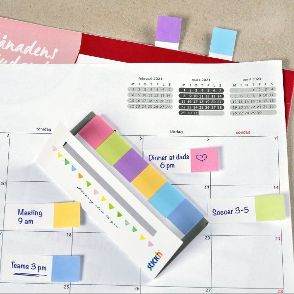 Stick'N Indexfaner I Papir, 50x20 Mm, 6 Farver