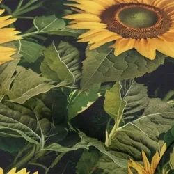 Baumwollstoff-Digitaldruck "Sonnenblumen", Serie Ria, grün-color