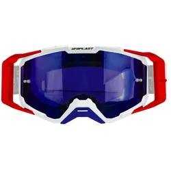 UFO, Sportbrille, GOGGLES CORE 2.0 FARBE WEISS / ROT BLAUE LINSEN - KOLLEKTION 2025/2026 (Blau), Rot, Weiss