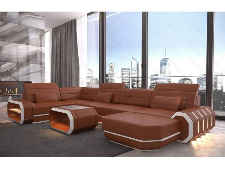 Wohnlandschaft Roma XL U-Form in Leder