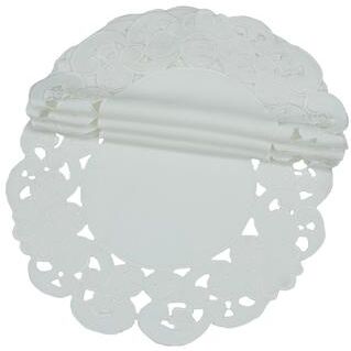 Manor Luxe Egg Polyester Embroidered Round Doily 12Rnd Set of 4