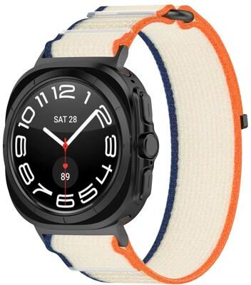 Everyday Crate Samsung Galaxy Watch Ultra 47mm Nylon Watch Band Adjustable Hook And Loop Strap Breathable Sport Loop orange+beige