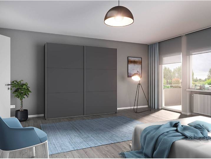 Schwebetürenschrank Aurelio 218cm Grau/Graumetallic Basic