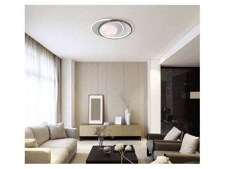 Plafonnier LED\, gris noir\, design lunaire\, D 36\,9 cm