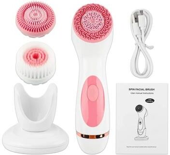 Inspired Finds 3 In 1 Sonic Facial Cleansing Brush Electric Face Cleansing Brush Ultrasonic Face Massager pink No Box