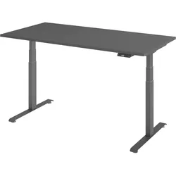 bümö höhenverstellbarer Schreibtisch 160 x 80 cm in graphit, Gestell: graphit - Stehschreibtisch mit 3-fach Speicher elektrisch höhenverstellbar,
