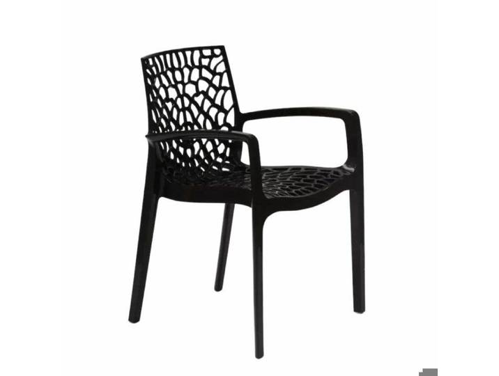 Chaise en Polypropylène avec Accoudoir Fauteuil Design pour Jardin Gruvyer Arm - Noir
