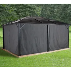 Sojag Vorhänge inkl. Clips für Pavillon Meridien 1216 | Dunkelgrau - Dunkelgrau