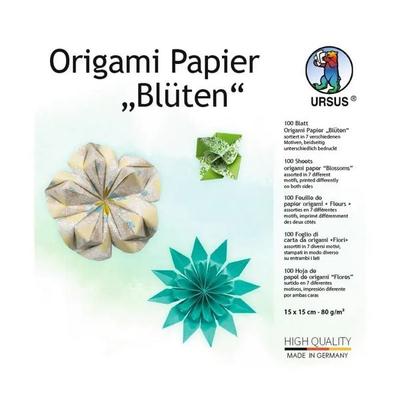 URSUS Falten Origami Papier Blüten, blau/grün, 100 Blatt