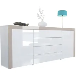 SIDEBOARD La Paz Weiß Hochglanz / Sandgrau Hochglanz