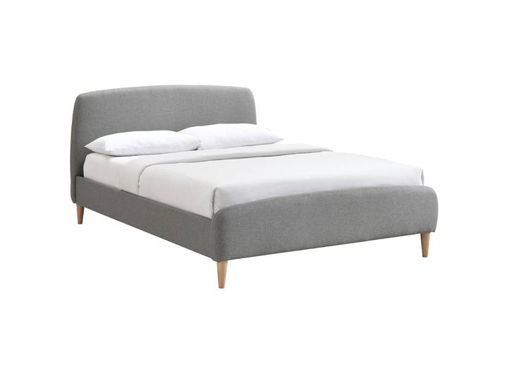Lit 2 places 140x200 cm en tissu gris NIELS