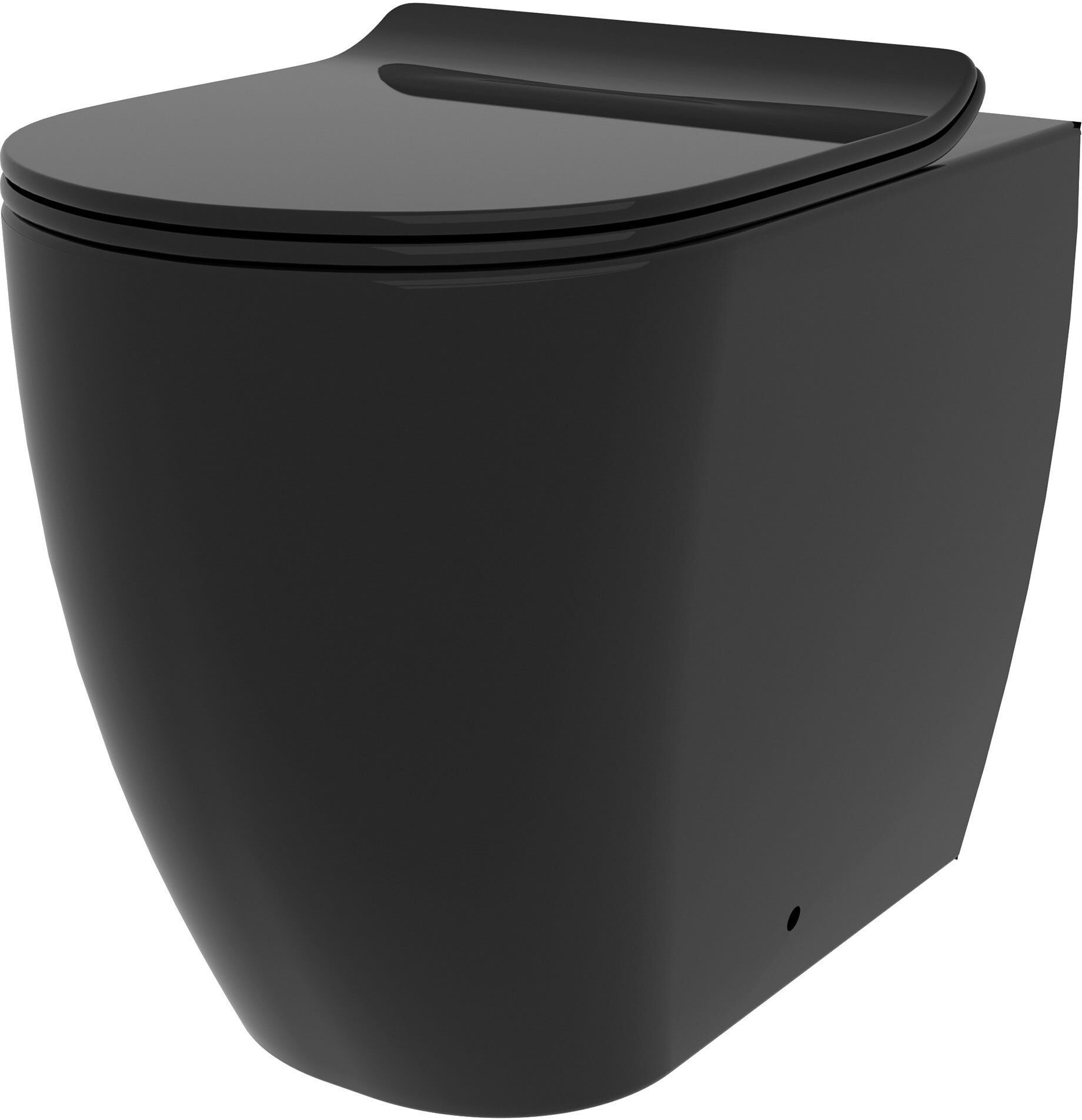 Tecnomat VASO SERIE AMSTERDAM FILO MURO A TERRA SCARICO MULTIPLO IN CERAMICA NERO OPACO