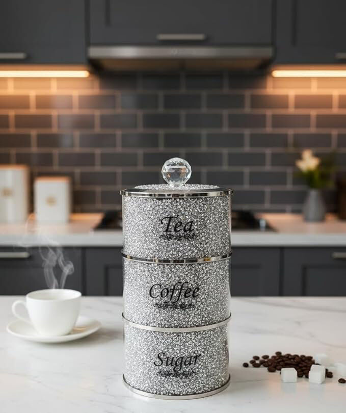 Brambly Cottage Glass Jar - Set of 3 Silver 600ml