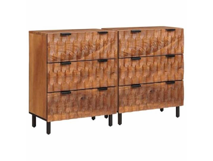 KUPTYERFG Sideboard 2er Set Mangoholz Akazienbraun 60 x 33 x 75 cm Kompakte Anrichte im 2er Set aus Massivholz für Wohnzimmer und Flur, bietet praktischen Stauraum mit Metallbeinen.