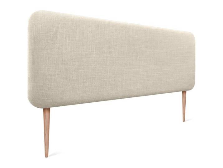 DHOME Tête de lit rembourrée Lin naturel Beige 140cm avec Pieds Mur acoustique pour Chambre à coucher