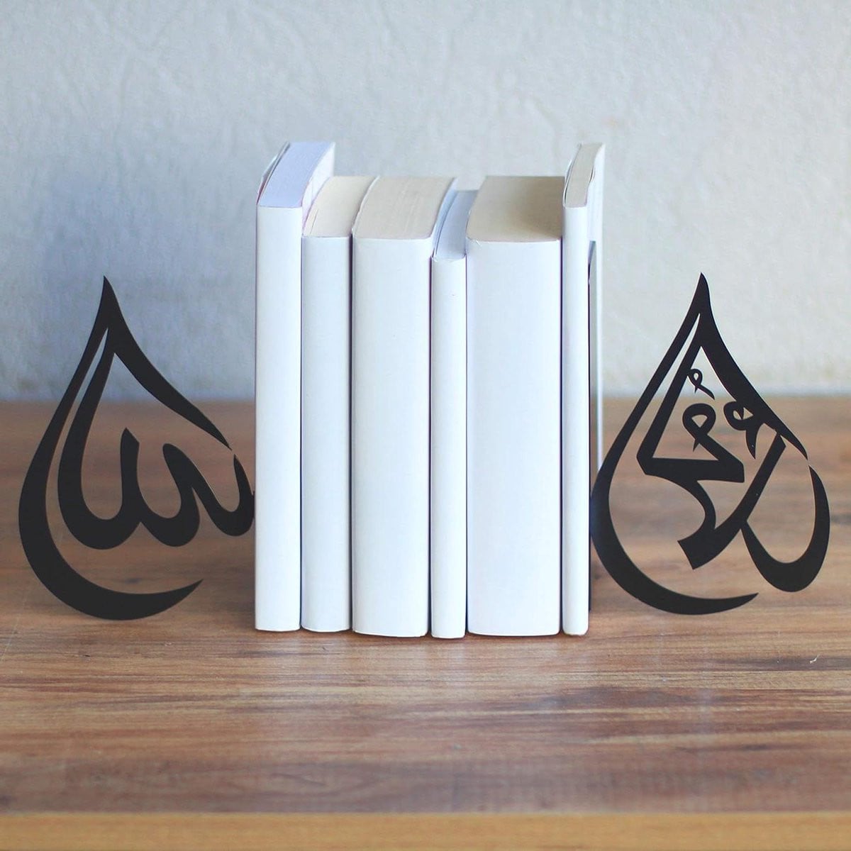 Set van 2 handgemaakte Islamitische boekensteunen in zwart metaal voor religieuze decoratie