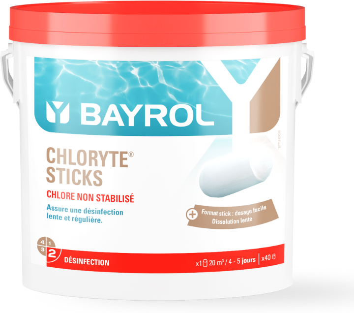 Chlore lent non stabilisé Bayrol Chloryte Sticks 300g - 4,5kg