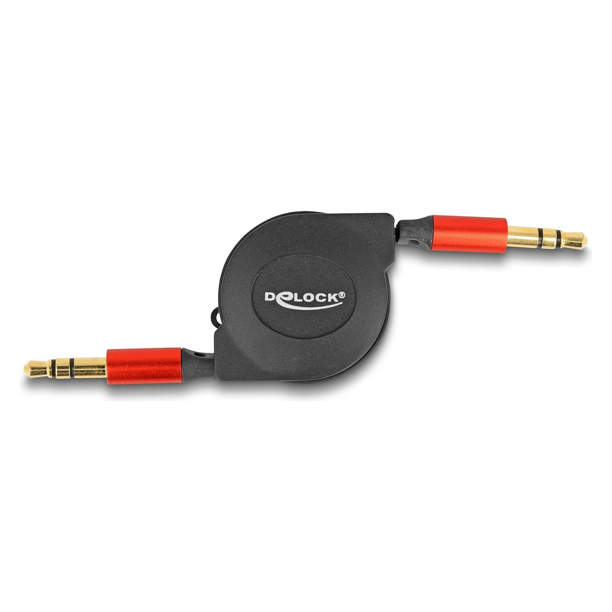 Delock Audio Aufrollkabel 3,5 mm 3 Pin Klinkenstecker zu Klinkenstecker 90 cm (0.90 m, 2.5mm Klinkenkabel) (85369)
