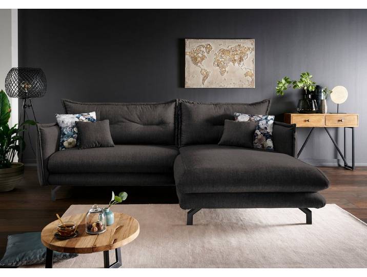 Home affaire Ecksofa Lava verst. Armlehnen, Breite 255cm, aktuelles Design: Kissen Optik, Armlehnen verstellbar