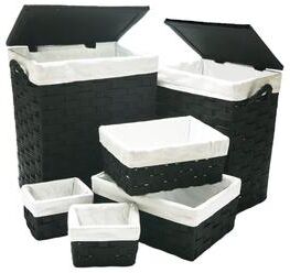 IH Casa Decor 6Pc Non-Woven Rect. Hampers & Baskets Black