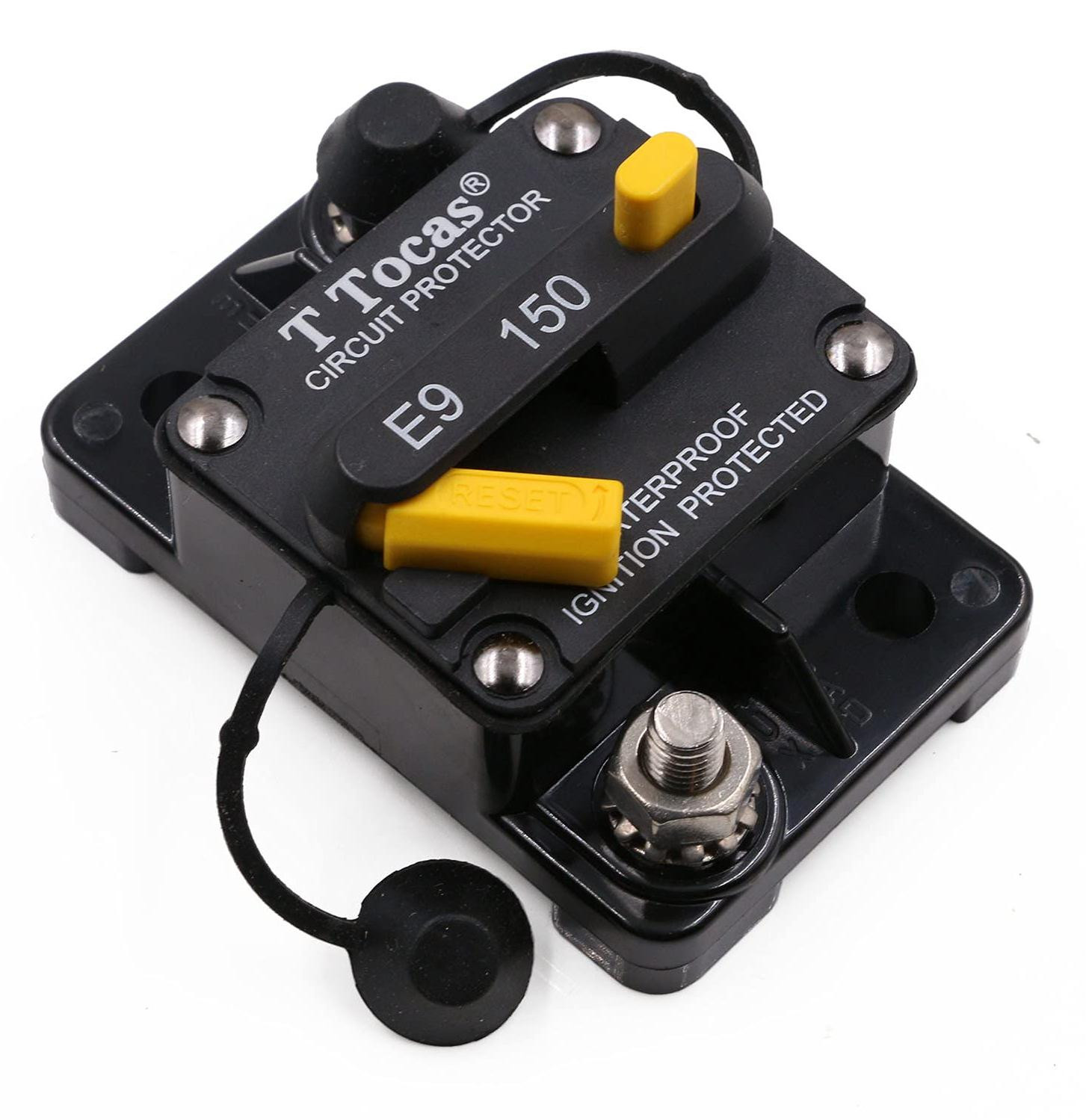Dripio Stroomonderbreker 150A, 12-48V DC, met handmatige reset en IP67-bescherming, UL-gecertificeerd