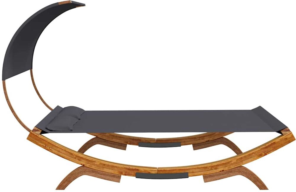vidaXL Lit repos et auvent 165x203x126 cm Bois courbé Anthracite