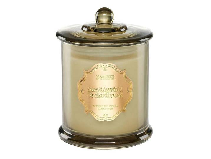 Duftkerze im Glas Eukalyptus Zedernholz mit langer Brenndauer, Beige, 13 cm, Dekoration, Kerzen & Kerzenhalter, Duftkerzen