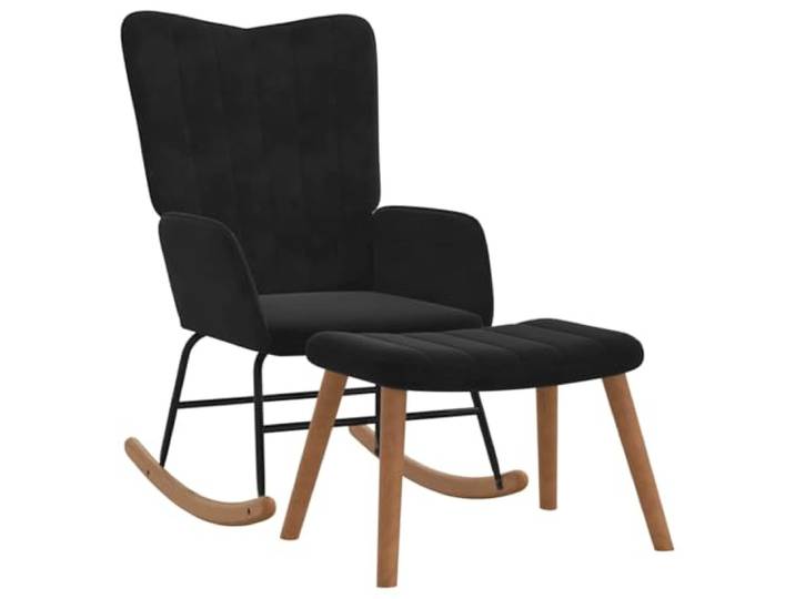vidaXL Schaukelstuhl mit Hocker Samt Schwarz