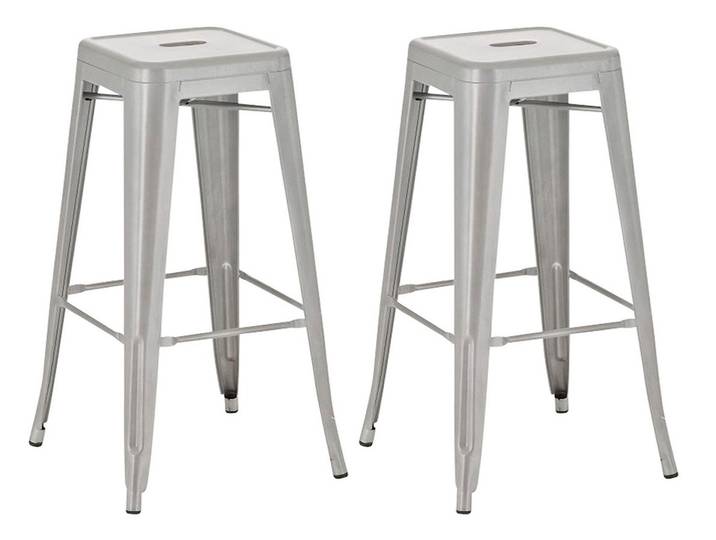 TPFLiving 2er Set Barhocker Joy Metall - Silber