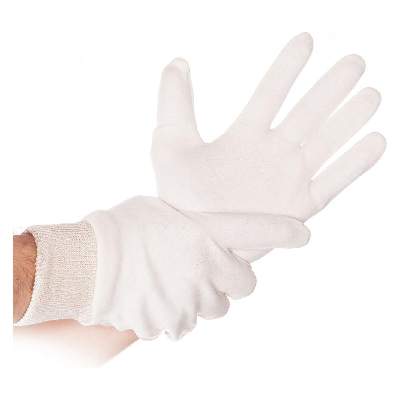 franz mensch Hygostar Baumwoll-Handschuh, natur mit Strickbund, Einheitsgrösse (One Size) (33903)