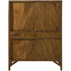 Highboard Mango 115x45x150 braun geölt / Griff gold LOS ANGELES #14