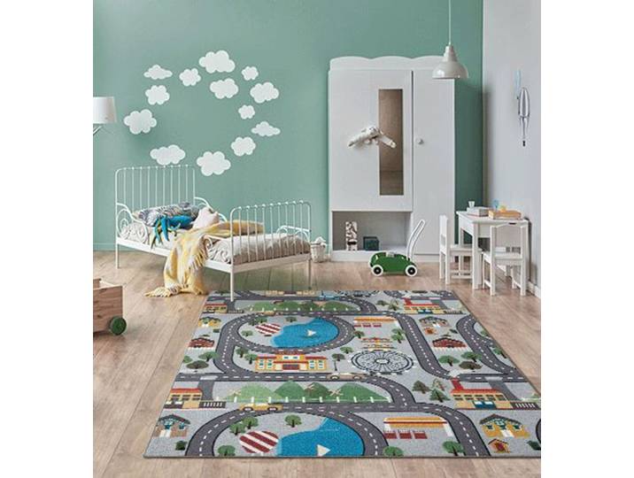 Teppich THE CARPET Happy Life , grau, B:160cm H:4mm L:220cm, Polyester, Teppiche, Teppich, Life Kinderzimmer Teppich Spielteppich pflegeleicht