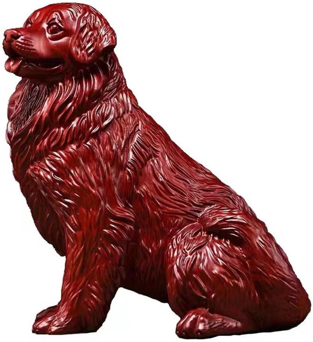 Handgemaakt houten hond beeldje decoratieve sculptuur voor op tafel, 20 cm