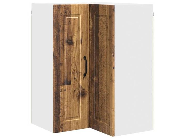 fsahslih Wand Eckschrank Porto Altholz 57x57x80cm Küchenschrank Platzsparender Hängeschrank für Küche und Speisekammer mit 3 Ablagefächern und 2 Türen für ordentliche Aufbewahrung.