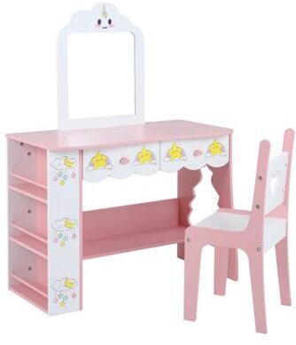 Costway Kids Vanity Set Princess Girls Makeup Table with Mirror and Chair-White