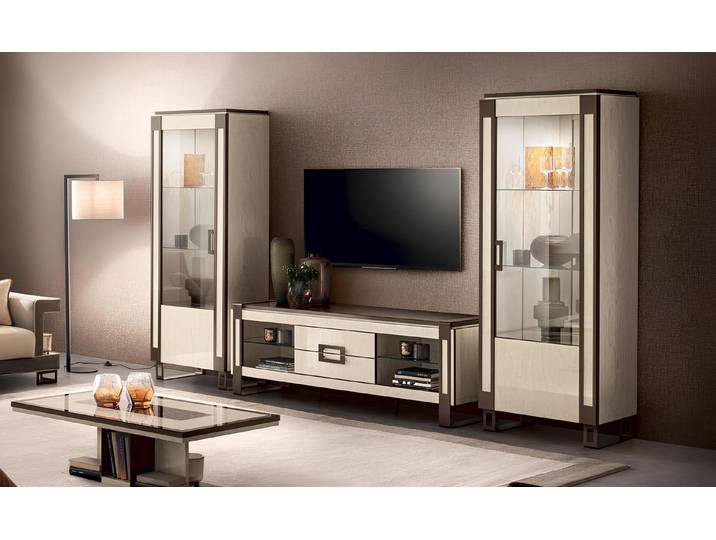 Xlmoebel Wohnzimmer-Set Design Wohnwand Set mit 2 Vitrinen und Lowboard 3-teilig, Made in Europa