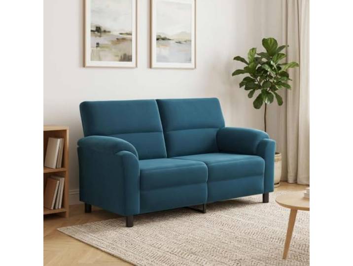 Sofa Blau 174 x 85 x 93 cm Samt Metallrahmen,Sperrholzarmlehnen,fasergefüllte Kissen,Kissenrücken,Reißverschluss