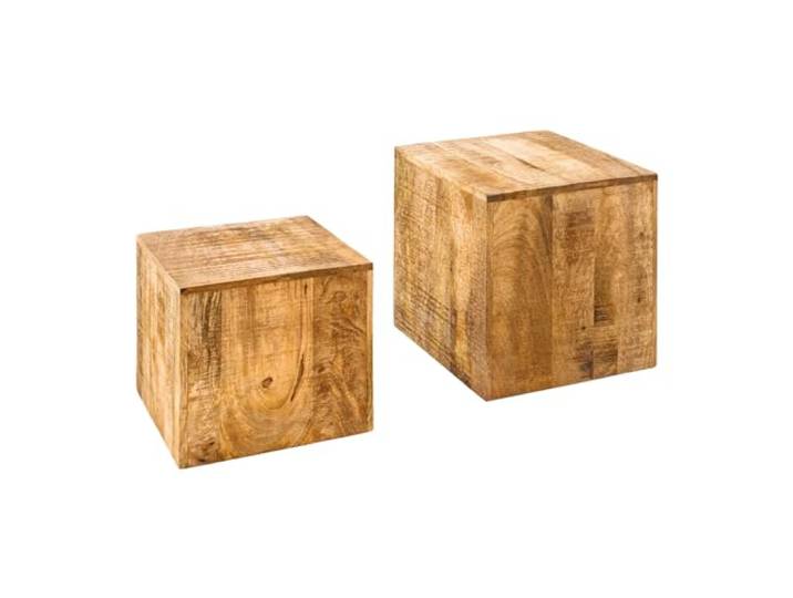 Riess Ambiente Beistelltisch Curacao 40cm - Natur - Mangoholz Massiv, montiert, hochwertig, individuelle Maserung, natürliche Optik, platzsparend verstaubar, ineinander verstaubar