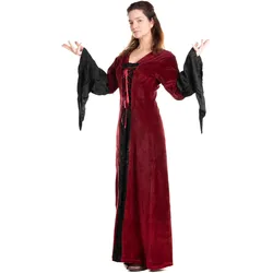 Metamorph Magierin Samtkleid rot-schwarz (3XL)
