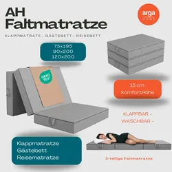 Arga Home AH-Falt Klappmatratzen H3 15 cm– 3-teilige Faltmatratze, Gästematratze